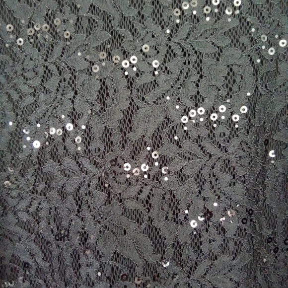 Nygard Black Lace Sequin Tunic Top L - Picture 4 of 5